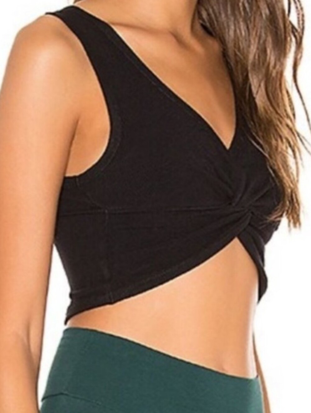 Free People Movement Black Twist-Front Crop Tank Top, SZ L, EUC